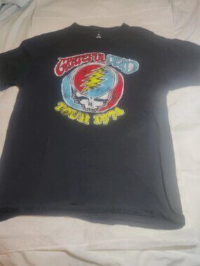 Grateful Dead Tour '74 T-Shirt Short Sleeve Crew Neck Graphic Black Size Medium